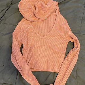 Light pink cropped hoodie